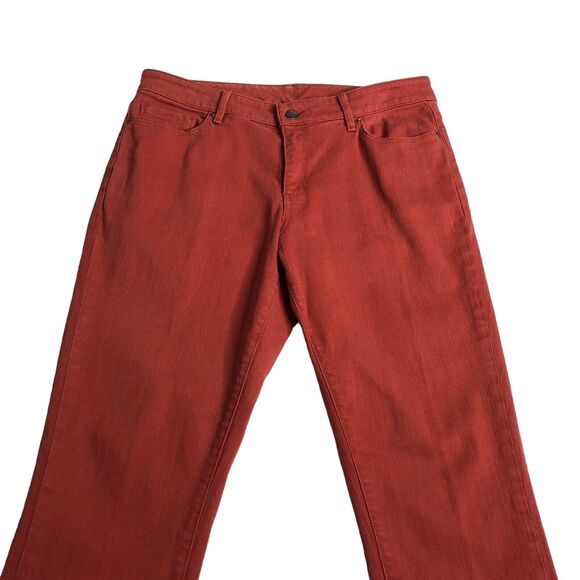 LL Bean Jeans Womens Petite 10 Red Orange Favorite Fit Crop Mid Rise Tapered Leg - Picture 2 of 13